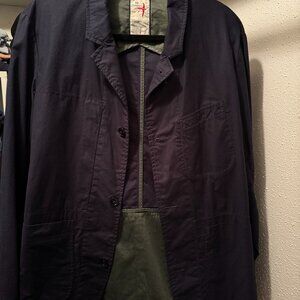 Relwen Waxed Trap Blazer - Dark Navy Blue